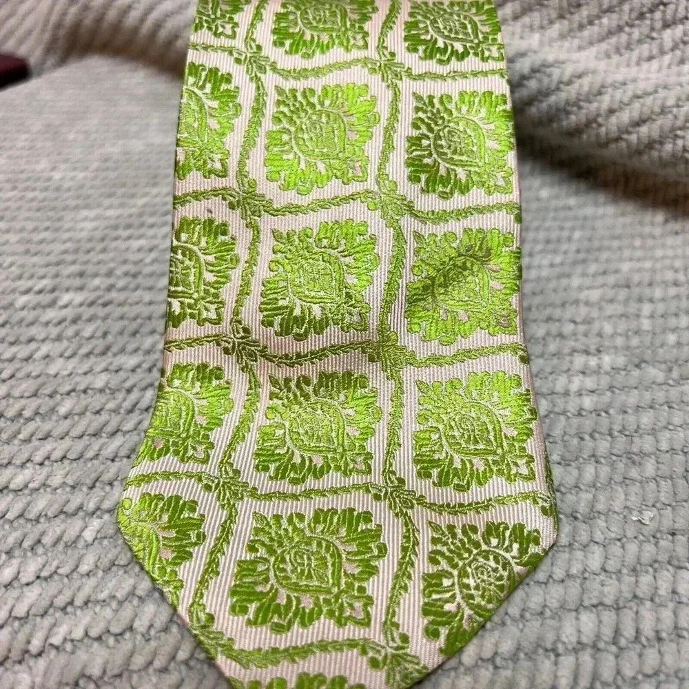 Setazone Mens Pink‎ Green Paisley Silk Handmade Tie Wedding